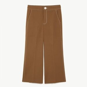 ZARA Trousers With Contrast Stitching Brown